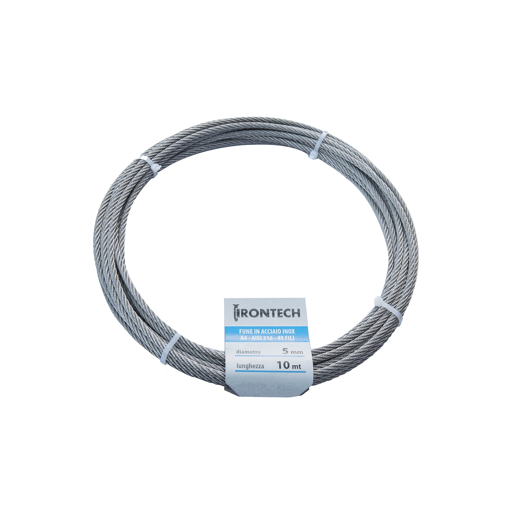 49 Strand Stainless Steel Wire Rope - 5mm Diameter, 10m Length - Heavy Duty for Marine, Rigging, Construction & DIY Projects