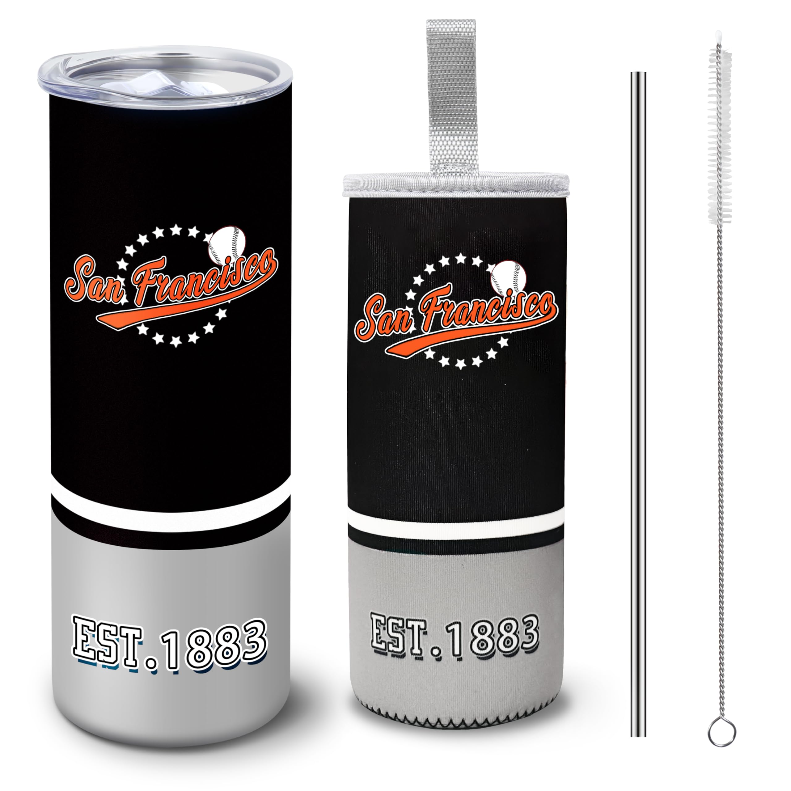 20oz Stainless Steel Tumbler with Insulated Sleeve & Handle - Slim Travel Coffee Mug for Sports, Commuting & Outdoor Activities - Classic Insulated Cup Gift for Fans & Coffee Lovers