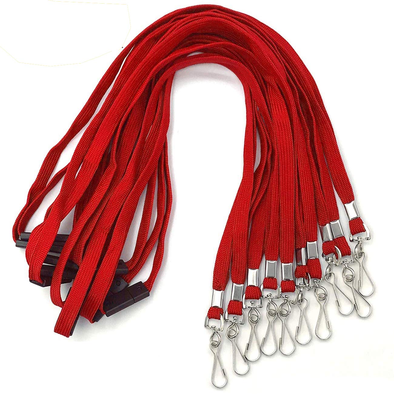 Premium Breakaway Safety Lanyards with Swivel Hook - 25 Pack (Red) for ID Badges & Work Security