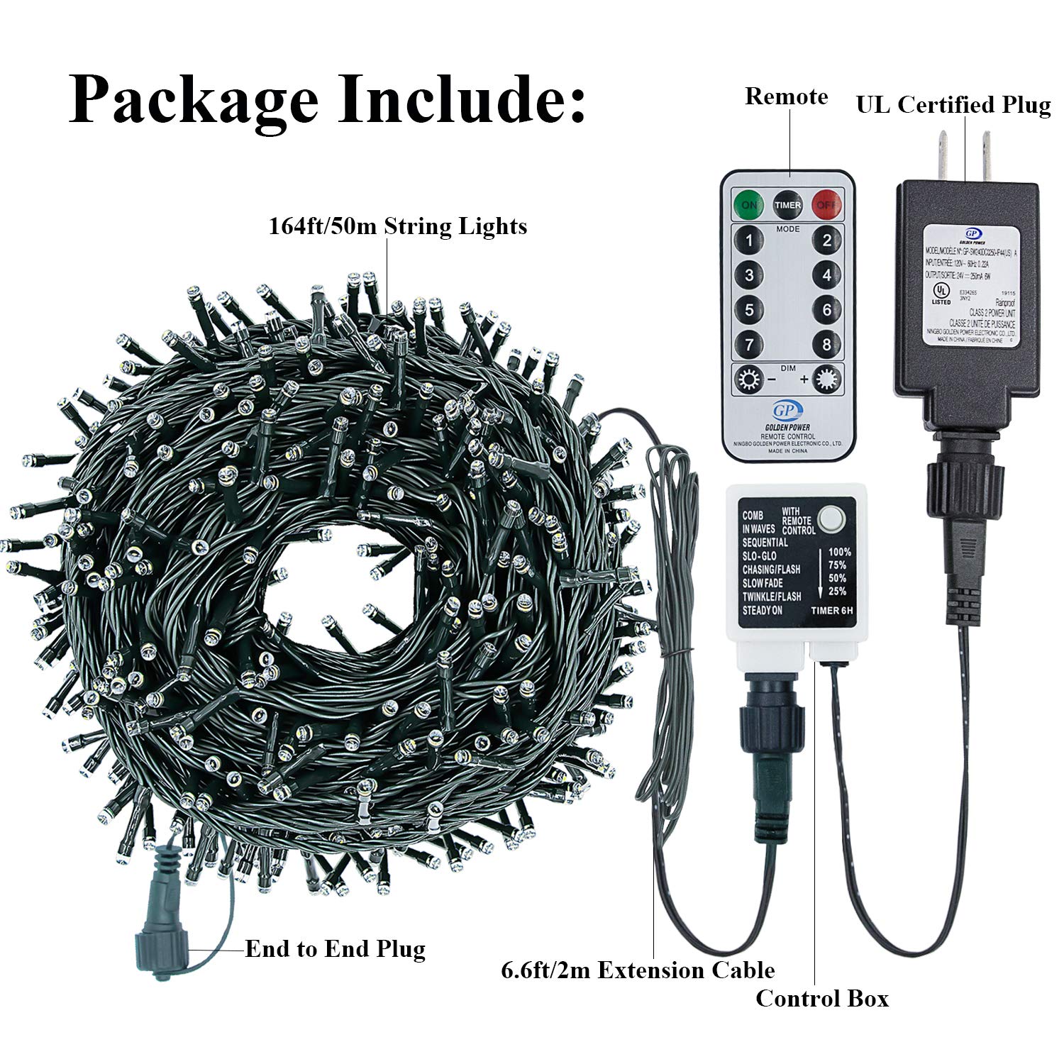 500 LED Christmas String Lights 164FT - Connectable with Remote, 8 Modes & Timer, Cool White Twinkle Starry Lights for Indoor Outdoor Decor - Perfect for Christmas Trees, Halloween, Patio, Garden, Wedding, and Party Decorations