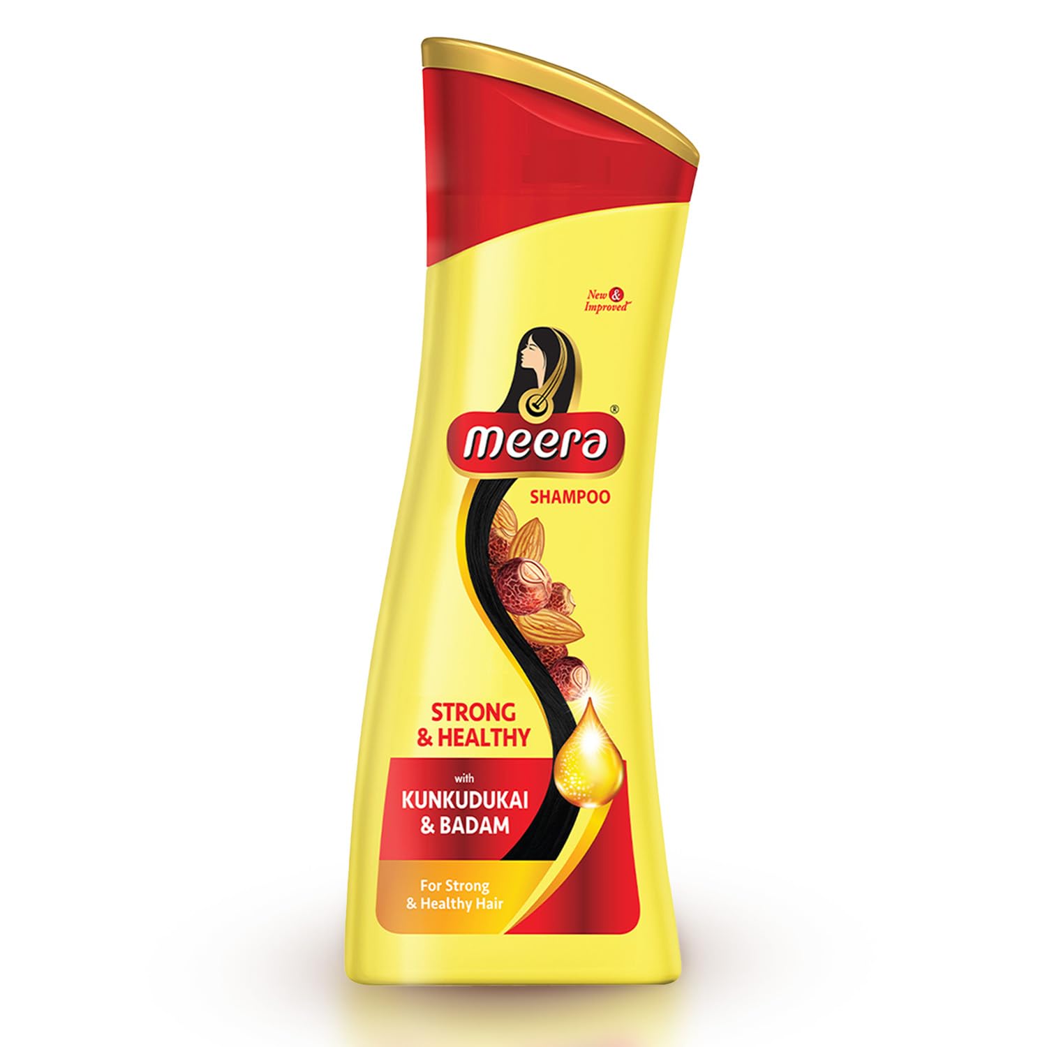 Meera Strong & Healthy Shampoo for Women & Men - 180ml | Almond & Kunkudukai Enriched Formula | Strengthens Hair, Reduces Breakage | Paraben-Free & Gentle Daily Care | Perfect for Dry, Damaged Hair & Scalp Nourishment