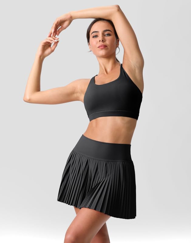 SANTINY Women's High Waisted Pleated Tennis Skirt with Pockets - Lightweight Athletic Skort for Golf, Tennis & Running - Perfect for Sports, Workouts & Casual Wear