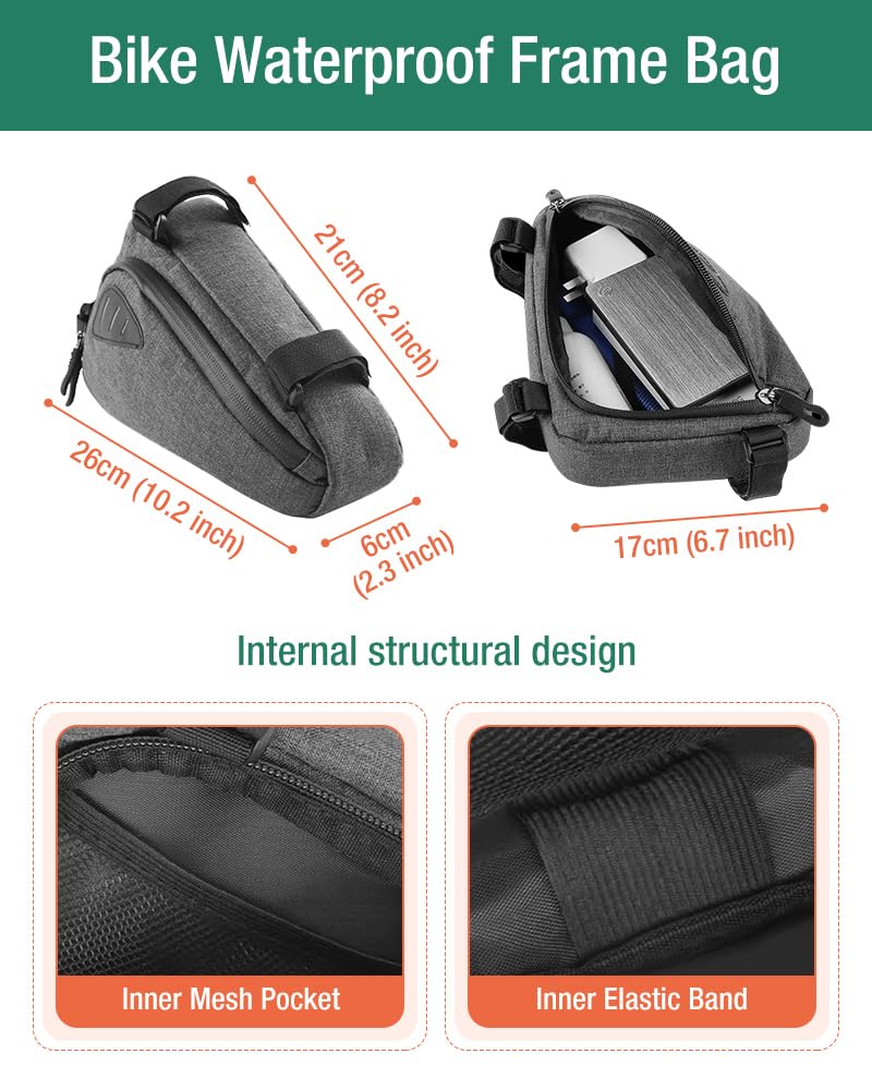**Waterproof Bike Frame Bag - Durable Bicycle Triangle Storage Pouch with Strap-On Design for Mountain, Road & Commute Bikes - Perfect for Tools, Phone & Essentials on Outdoor Rides**