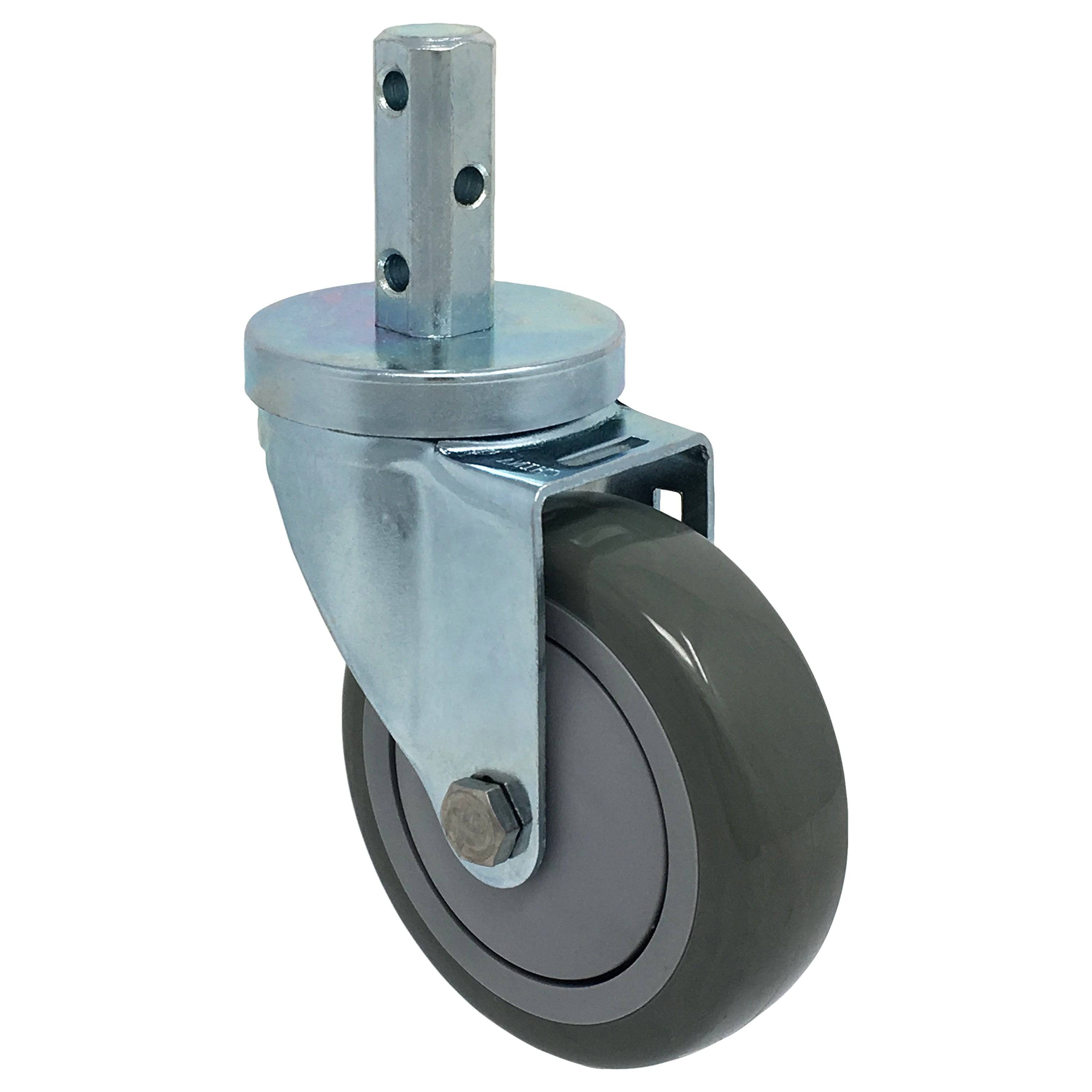 4 x 1 1/4 Inch Polypropylene Square Stem Casters - 350 lbs Load Capacity - Heavy Duty Wheels for Carts, Furniture, and Industrial Equipment