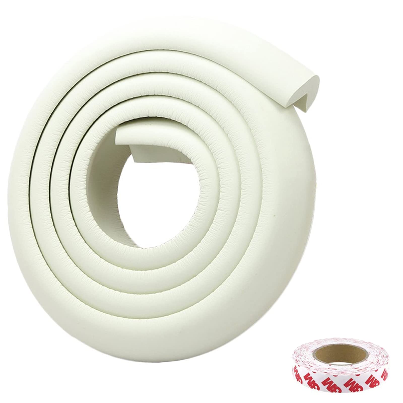 MOWOK Thick Foam Corner Edge Protectors - 6.6 Ft Baby Proofing for Home Furniture, Table Edge Cushion Guards with 3M Tape (White) - Perfect for Child Safety & Corner Protection in Living Rooms, Nurseries & Offices