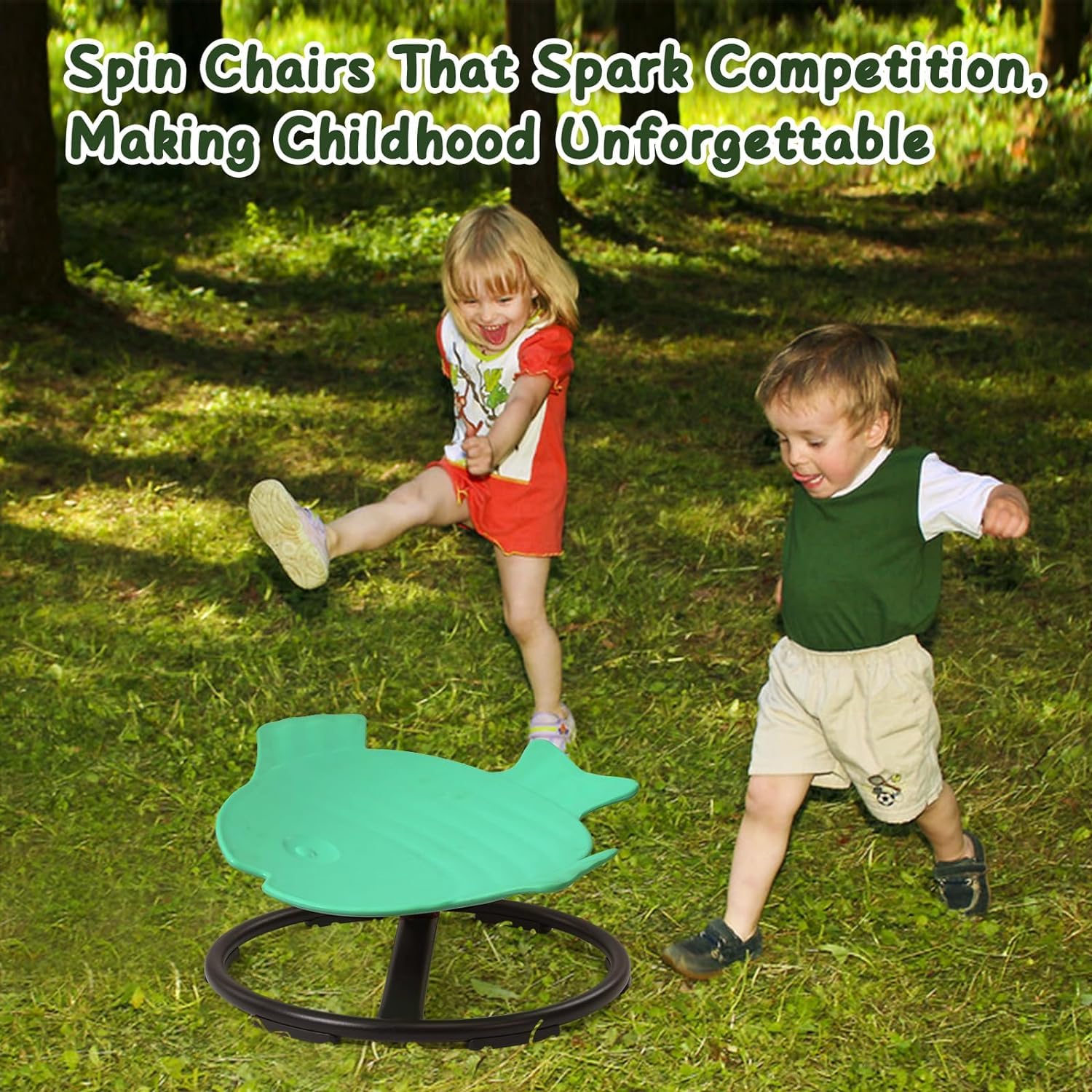 **CHIIRAKU Kids Swivel Chair for Autism & Sensory Needs - Sit & Spin Stool for ADHD, Focus & Motion Sickness Relief - 165LB Weight Capacity - Dark Green - Perfect for Classrooms, Therapy & Home Use**