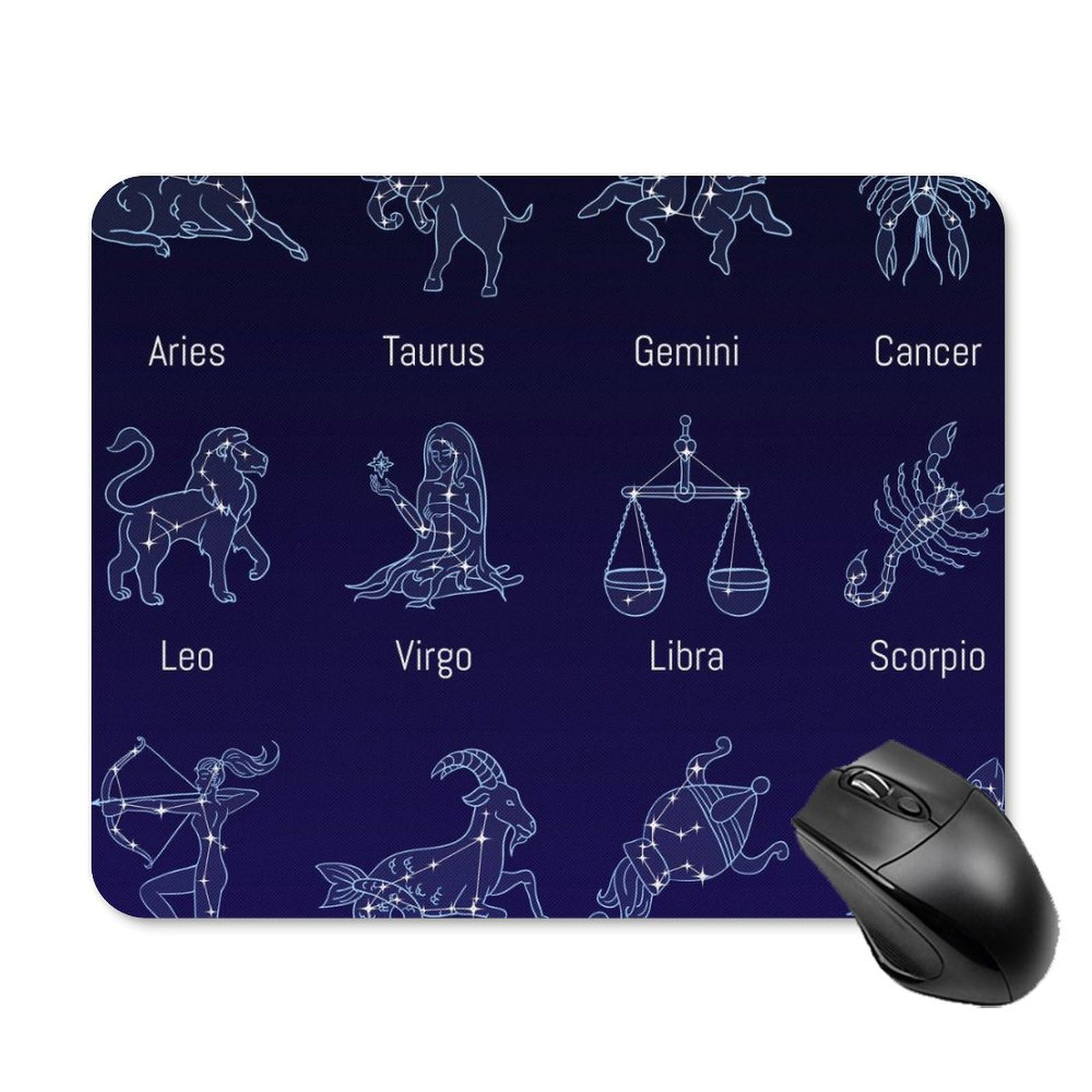 Zodiac Signs Sky Design Durable Non-Slip Waterproof Gaming Mouse Pad - 20x25cm Large Mouse Mat for PC Laptop Office & Home Use - Perfect for Gamers, Graphic Designers & Computer Work