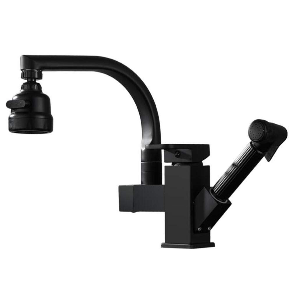 Stainless Steel Pull Down Kitchen Faucet with Sprayer - Black Matte Finish, Hot & Cold Water Mixer Tap, 360° Swivel Spout for Modern Sink - Perfect for Cooking, Washing Dishes & Filling Large Pots