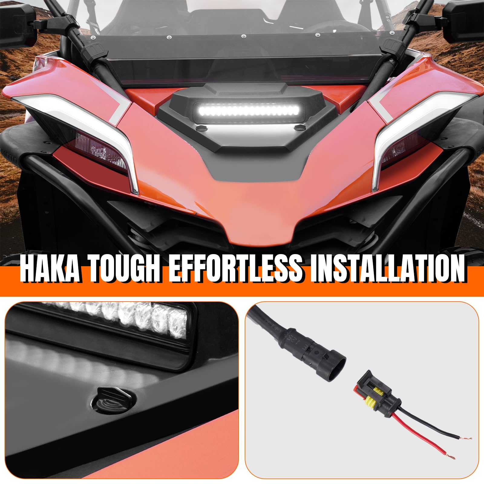 HAKA TOUGH Sport Hood Scoop for CF Moto ZForce 950 (2020-2024) | Front Turbo Hood Scoop with LED Lights | Z Force 950 H.O. EX Sport Accessories | Off-Road & Adventure Riding Upgrade