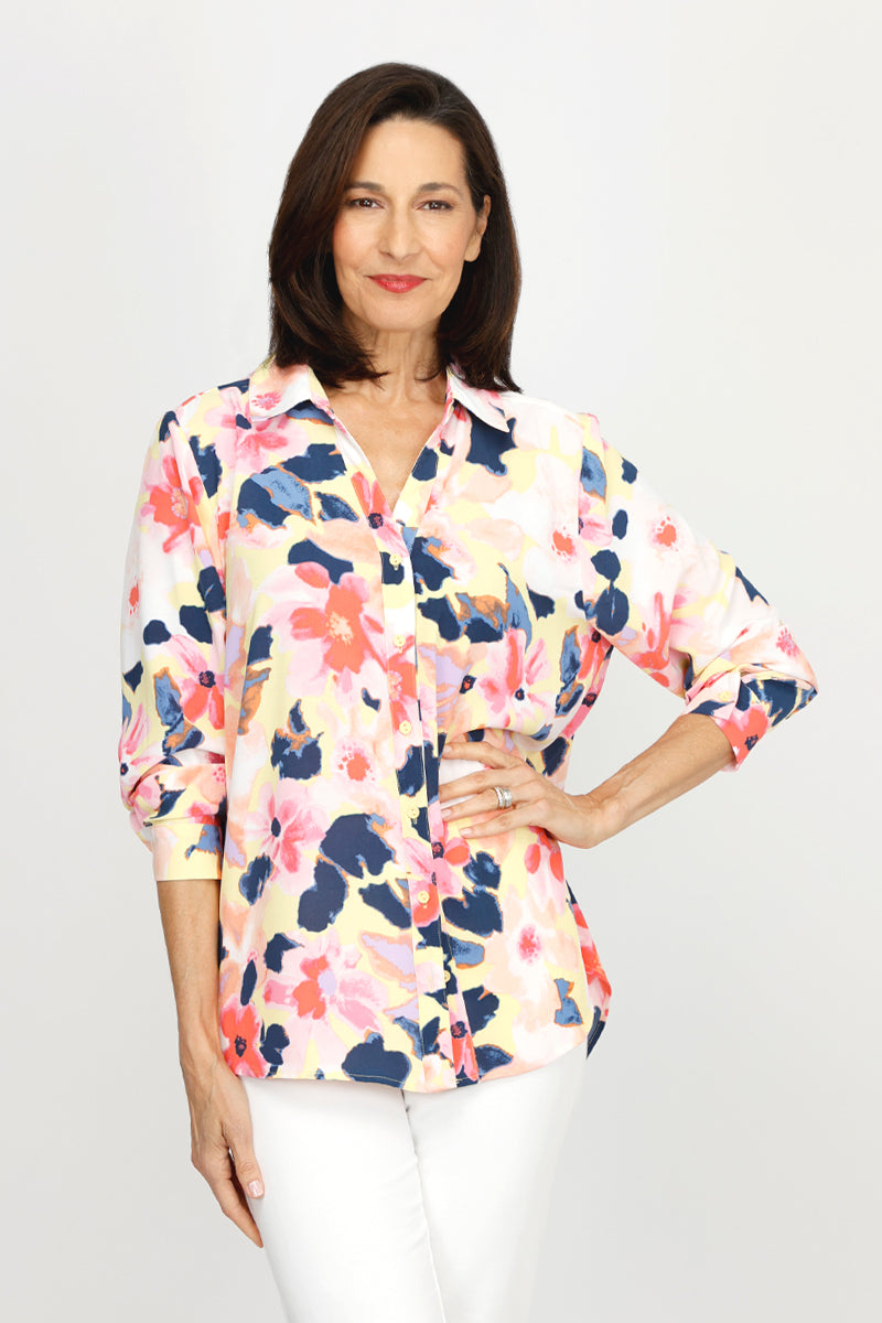 Top Ligne Flowers Airflow Button Down Shirt - Lightweight & Breathable for Men - Perfect for Casual Wear, Office & Outdoor Activities