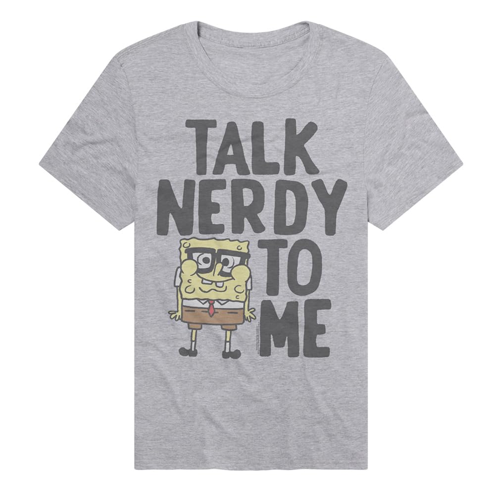 Popfunk Official Spongebob 'Talk Nerdy to Me' Unisex T-Shirt - Soft Ring-Spun Cotton Tee for Men & Women | Perfect for Casual Wear, Cosplay, and Spongebob Fans