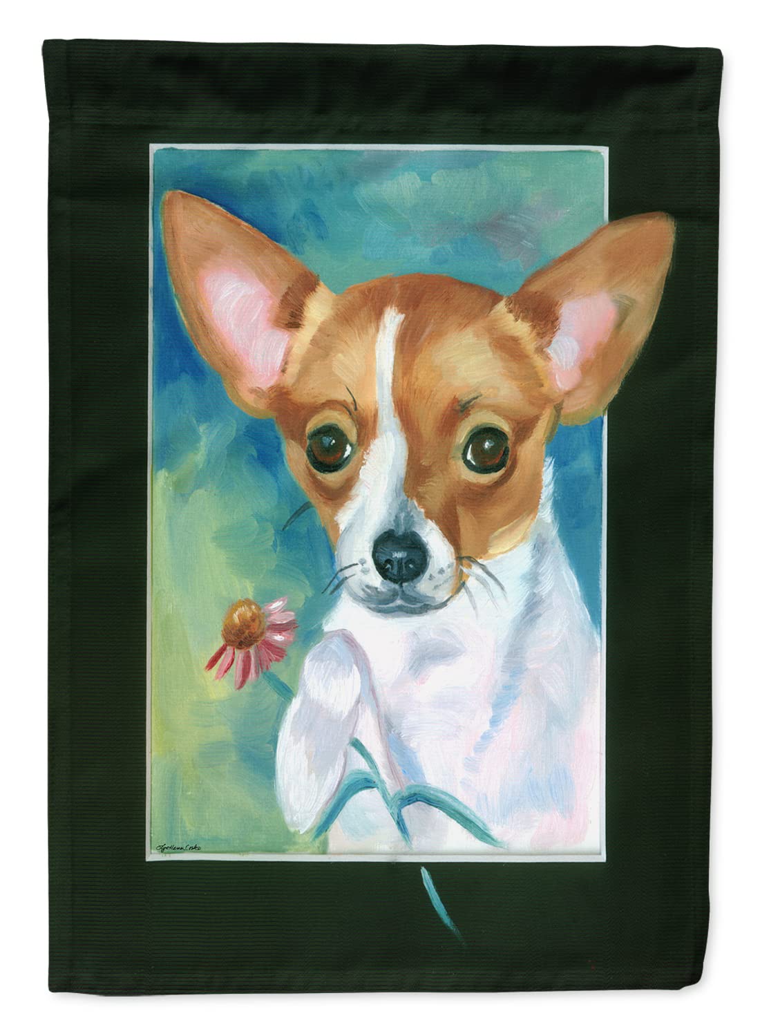 Caroline's Treasures 7360GF Chihuahua and Daisy Garden Flag - Colorful Outdoor Decorative Mailbox Flag for Yard, Patio, Flower Beds | Perfect for Spring Decor, Dog Lover Gifts & Garden Art