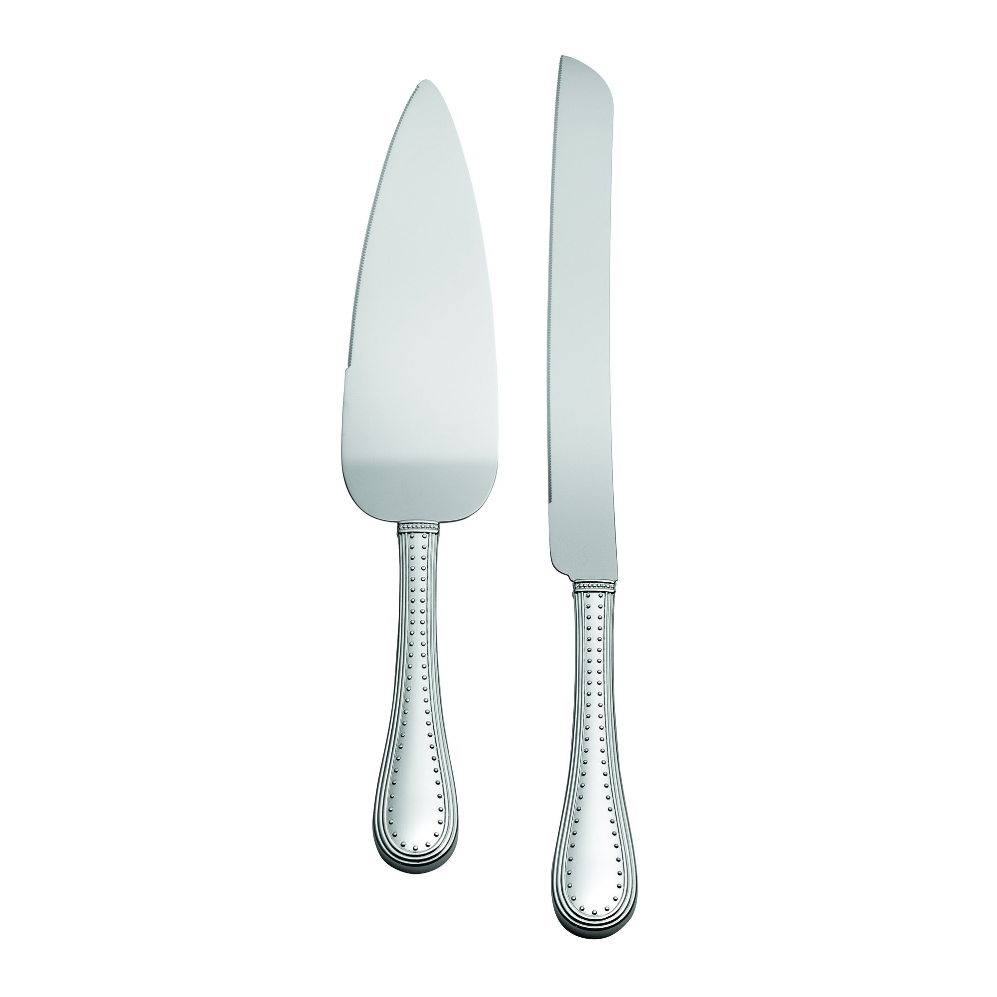 Vera Wang Wedgwood Grosgrain Silver Plate Cake Knife and Server Set - Elegant Wedding Cake Cutting Set for Bridal Showers, Anniversaries & Special Occasions