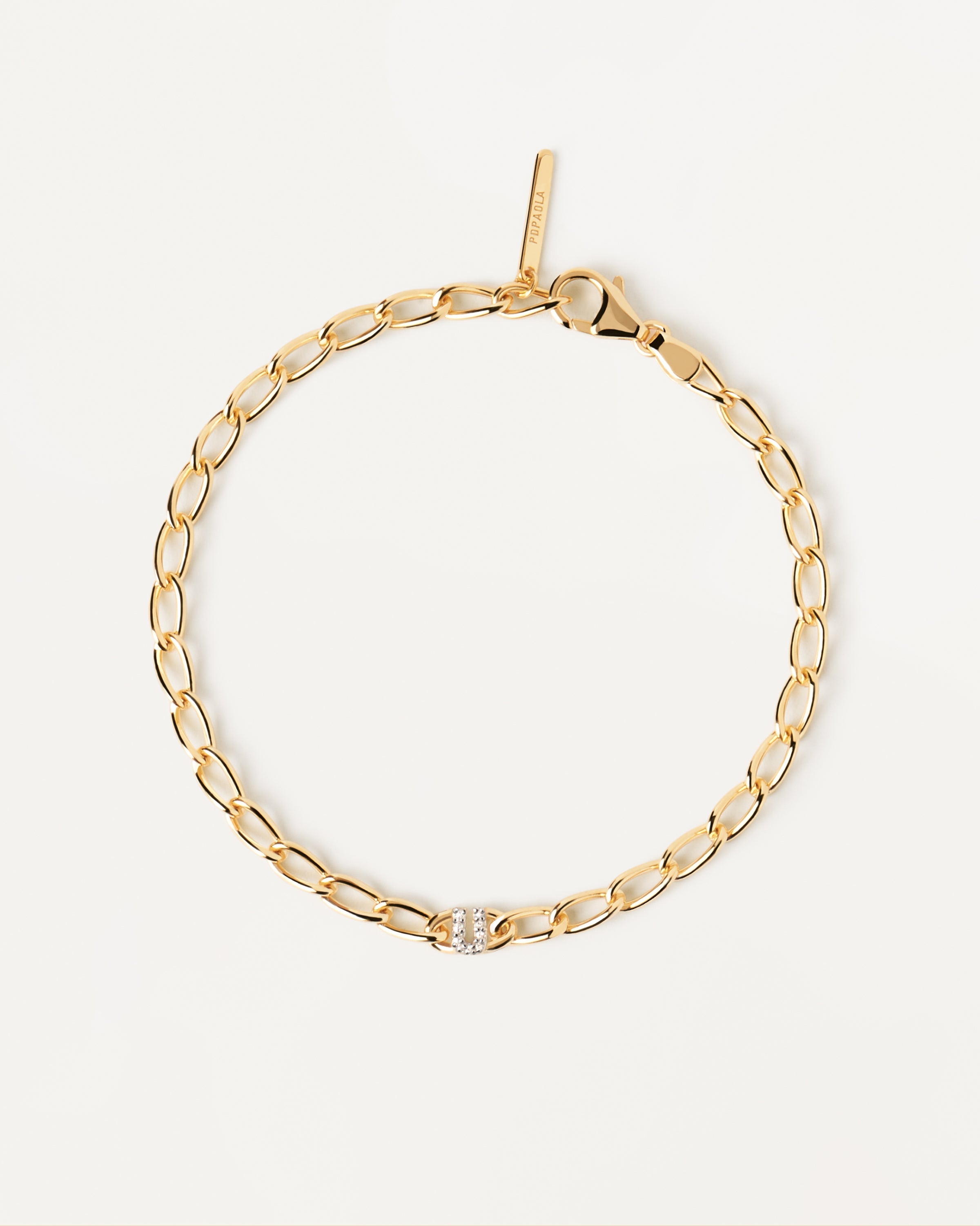 Letter U Chain Bracelet - Elegant Initial Jewelry for Women, Sterling Silver or Gold Plated, Personalized Gift for Her - Perfect for Birthdays, Anniversaries & Everyday Wear