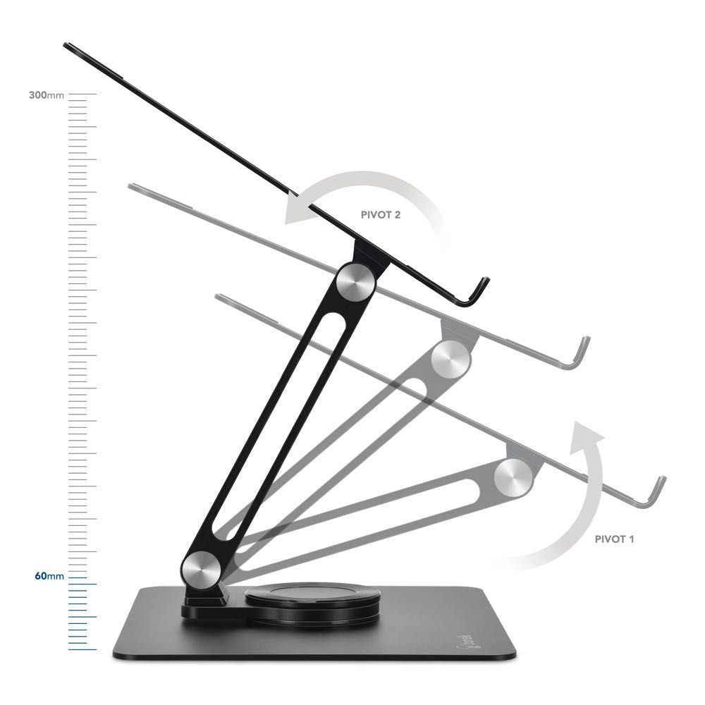 Bonelk Elevate 360 Adjustable Laptop Stand for Desk - Ergonomic Aluminum Computer Riser with Cooling Ventilation (Black) - Perfect for Home Office, Workstation & Gaming Setup