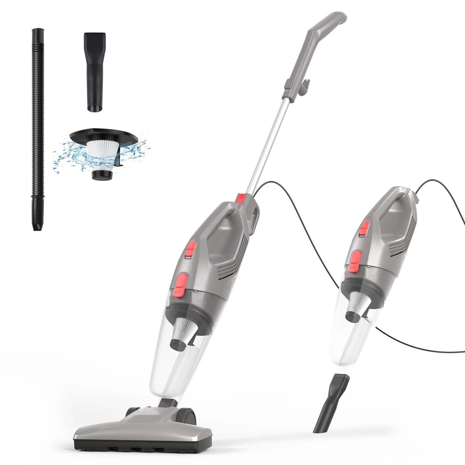 3-in-1 Lightweight Stick Vacuum Cleaner with 450W Powerful Motor - Corded Handheld Vacuum for Hard Floors, Carpets & Cars | Perfect for Quick Home Cleaning, Pet Hair Removal & Auto Detailing