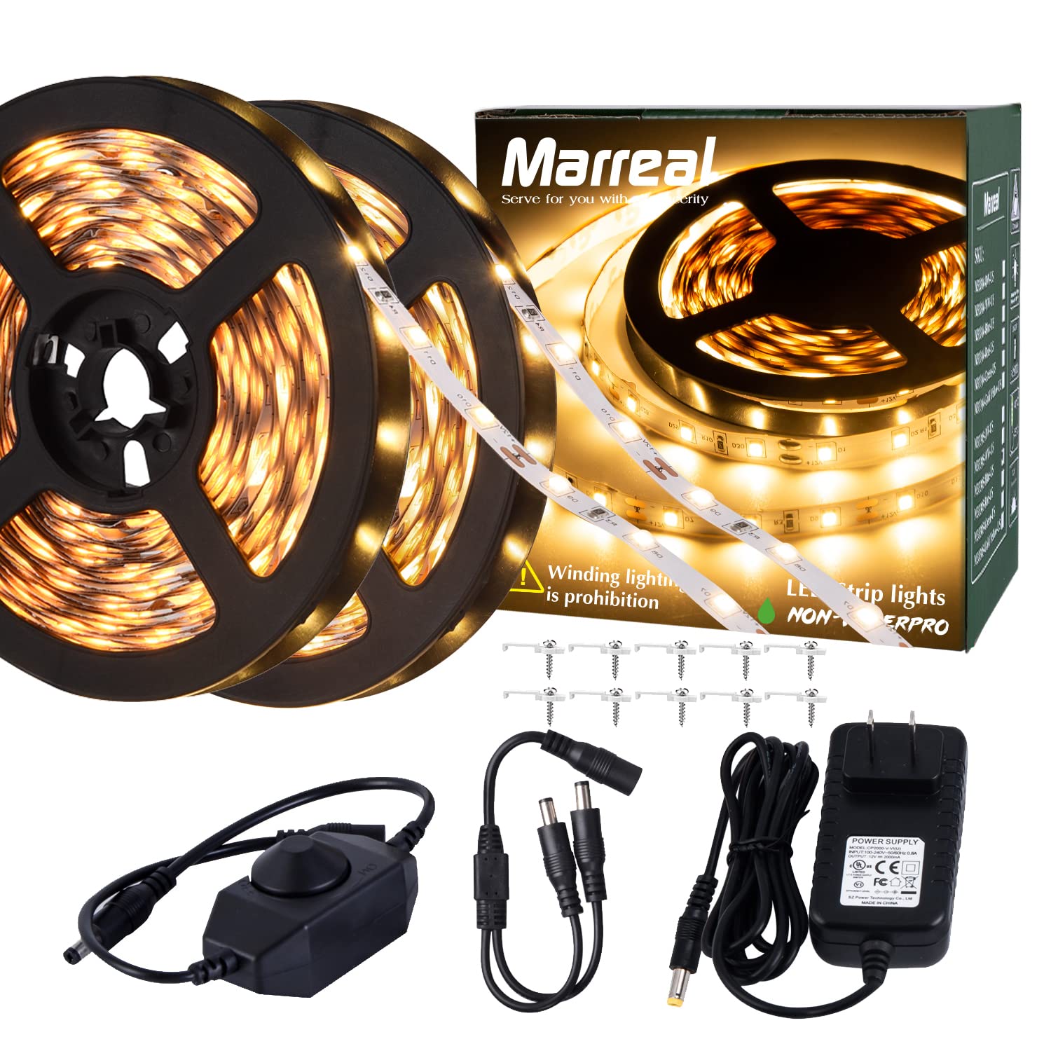 40ft LED Strip Lights Kit - Flexible & Bendable, No Cutting Needed, with Dimmer & Power Supply, Warm White - Perfect for Vanity Makeup Mirror, Cloakroom, Table Lighting, and Home Decor