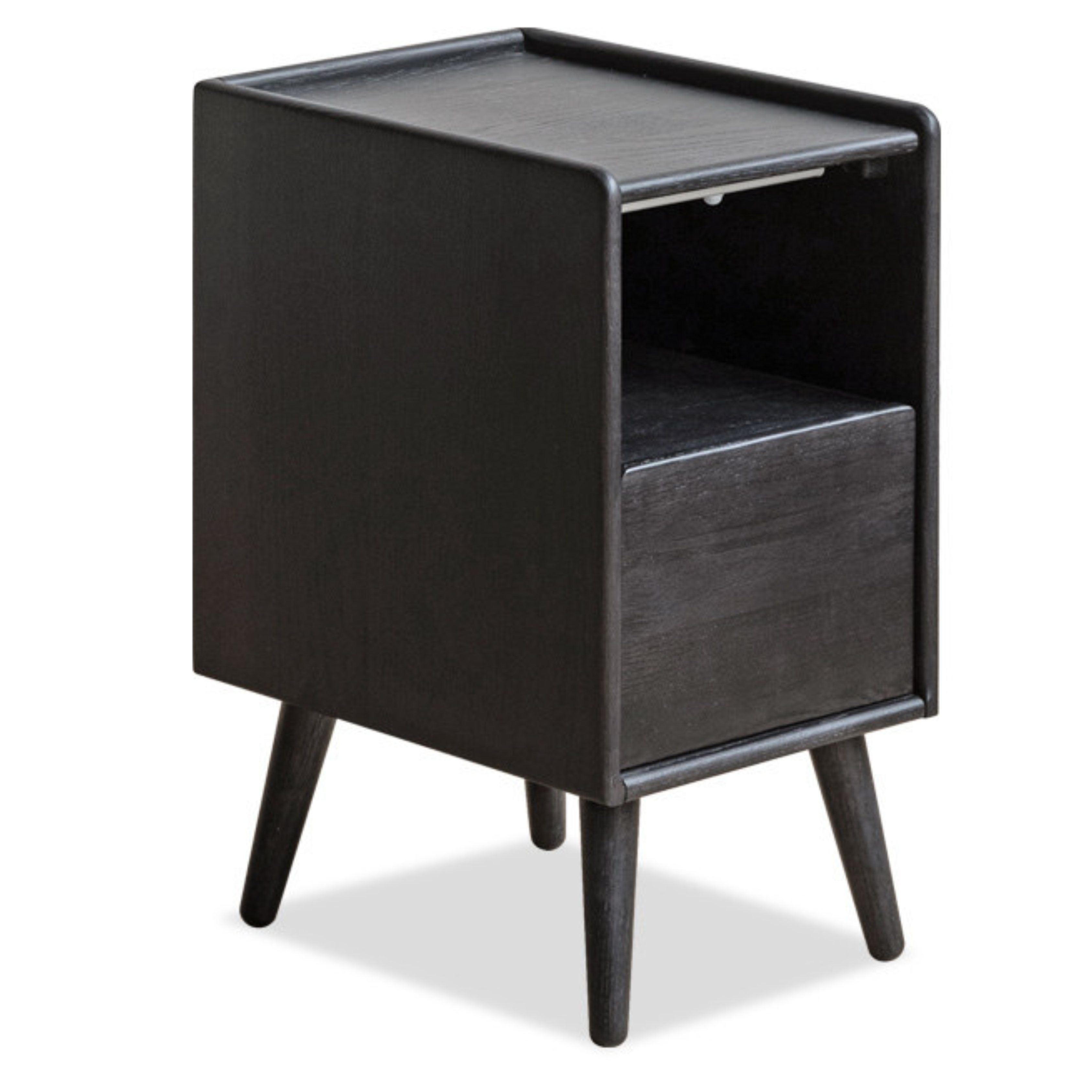 Solid Wood Ultra Narrow Nightstand - Oak, Rubber, Cherry - Perfect for Small Bedrooms, Apartments & Tight Spaces