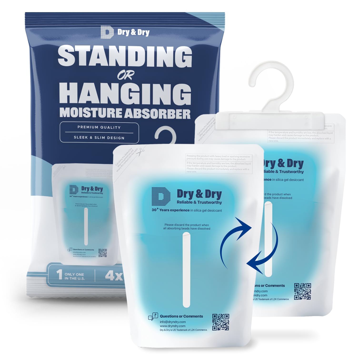 Dry & Dry 100-Pack Hybrid Moisture Absorbers & Odor Eliminator - Powerful Dehumidifier for Basements, Closets, Bathrooms & Laundry Rooms - Prevent Mold & Musty Smells in Damp Spaces