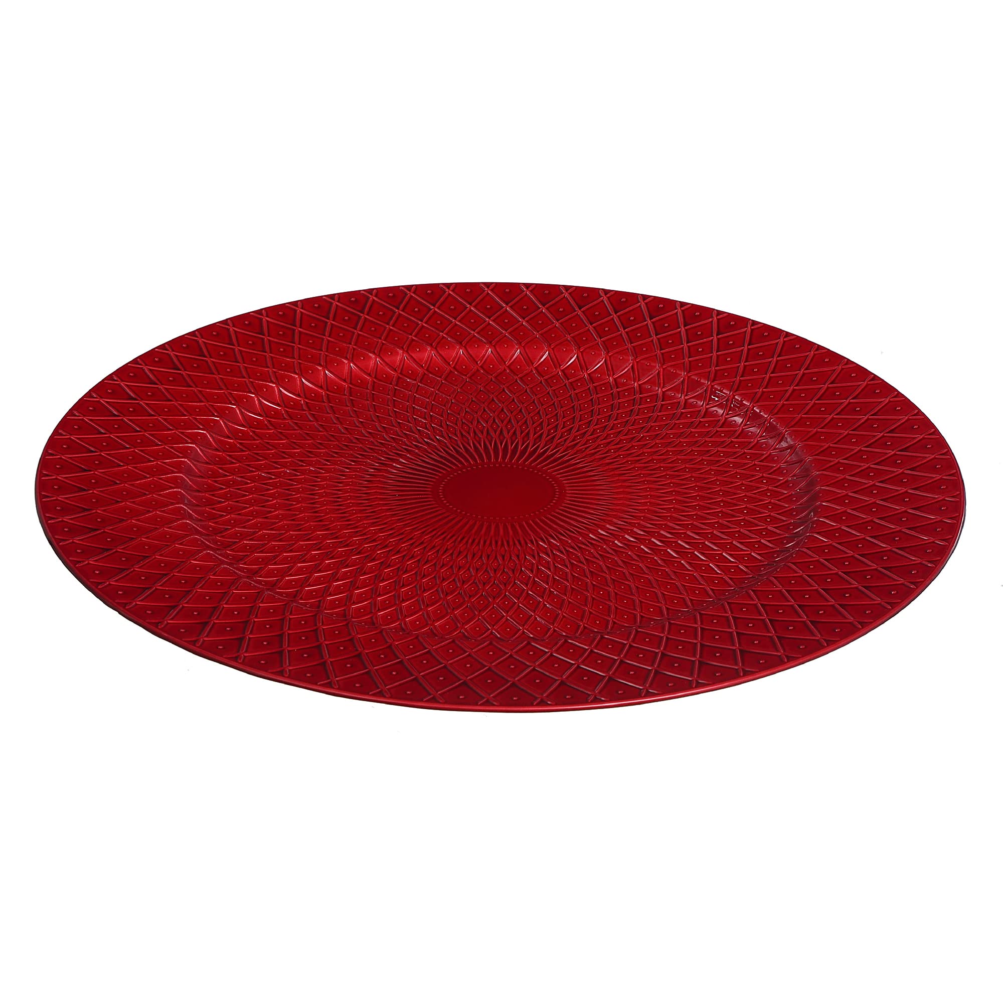 iH Casa Décor 13-Inch Red Dotted Diamond Charger Plates - Set of 6 Elegant Dinner Plates for Weddings, Parties & Formal Dining