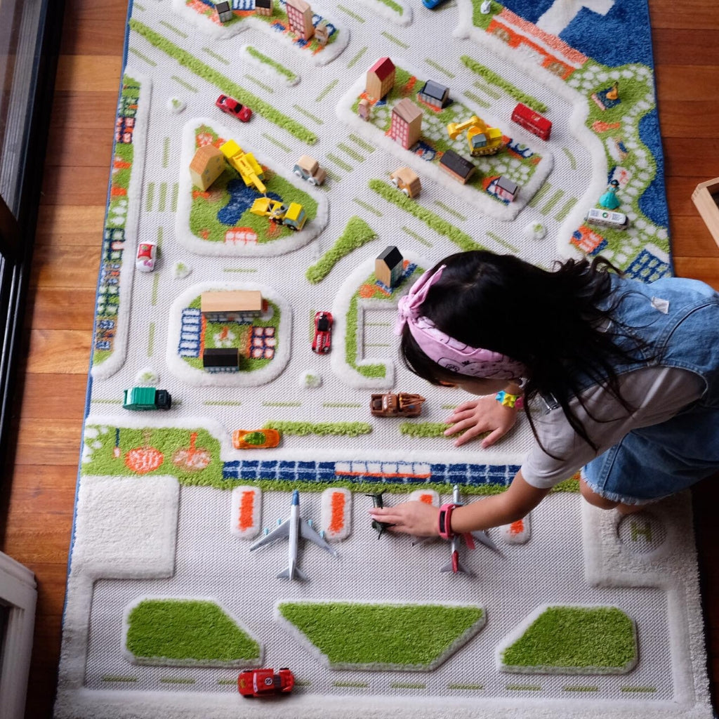 IVI Play Rug Mini City Medium - Soft & Durable Kids Play Mat for Home, Nursery & Daycare - Perfect for Pretend Play & Learning Activities