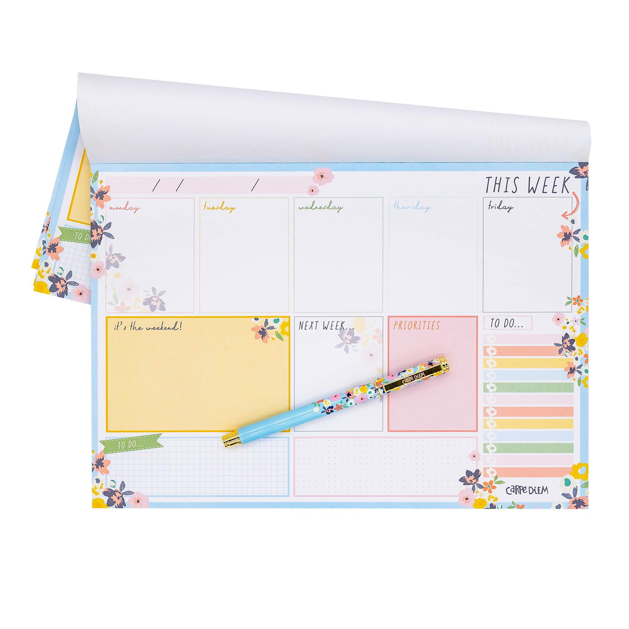 Pukka Pad Carpe Diem Weekly Planner - Floral Design Disty Planner for Work, School & Home Organization - Perfect for Scheduling, To-Do Lists & Productivity Planning