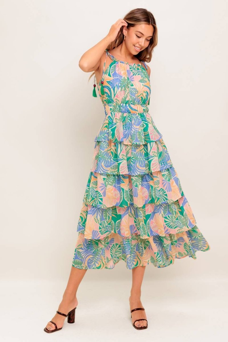 CABANA DREAMS Woven Midi Dress - Flowy Summer Dress for Beach Vacation & Boho Chic Outfits