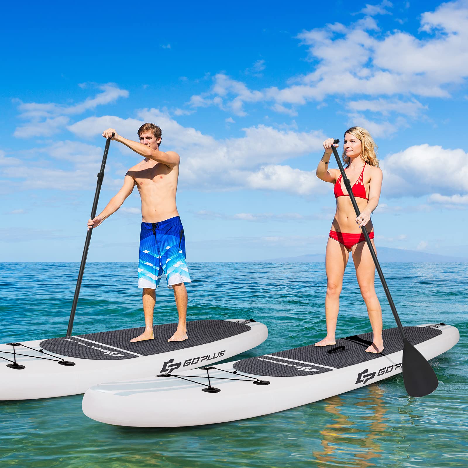 Goplus 10' Inflatable Stand Up Paddle Board (SUP) with Adjustable Paddle, Carry Bag, Manual Pump & Repair Kit - 6