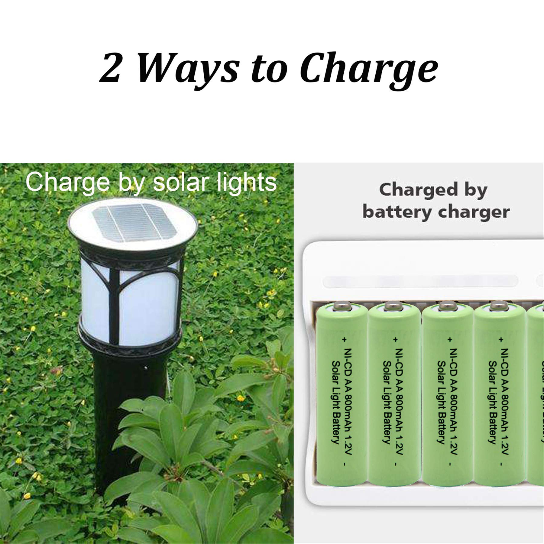 XUNTU QBLPOWER Ni-CD AA 800mAh 1.2V Rechargeable Batteries (16-Pack) for Solar Outdoor Lights, Garden & Lawn Lamps - Long Lasting Power for Solar Path Lights, Landscape Lighting & Yard Decorations