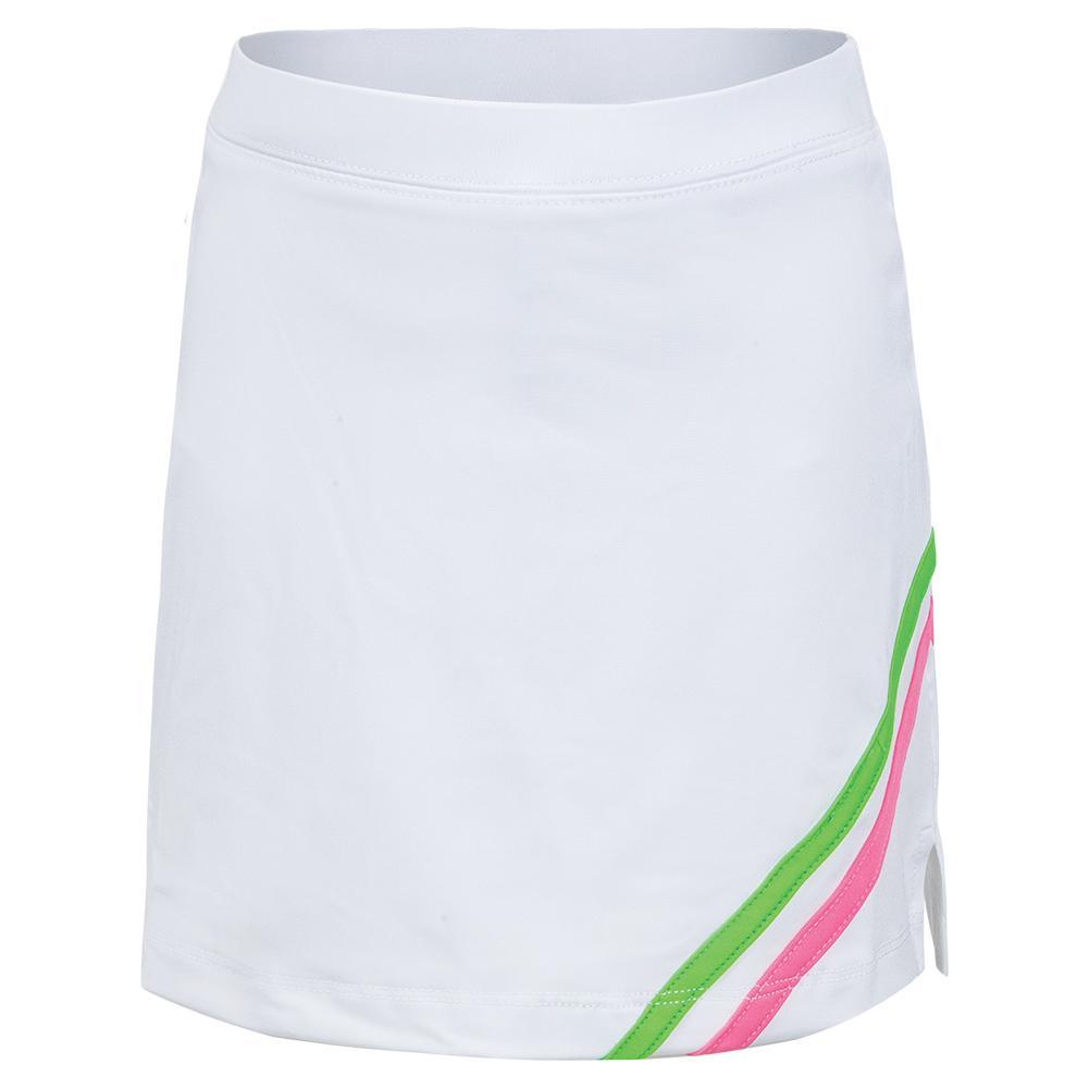 Girls' White Chevron Flat Tennis Skort - Comfortable & Styletic Athletic Skirt for Tennis, Golf, and Casual Wear