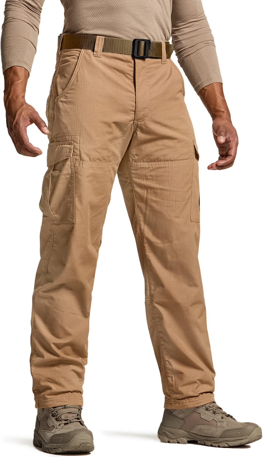 CQR Men's Winter Tactical Pants - Fleece Lined Outdoor Cargo Pants for Snow Skiing & Hiking - Waterproof Thermal Cold Weather Work Pants for Camping, Hunting and Winter Sports
