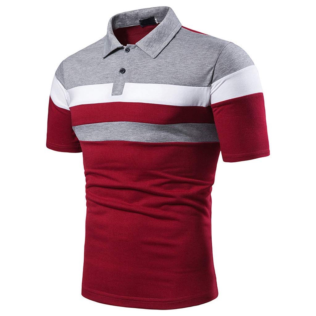 Men's Slim Fit Patchwork Short Sleeve Casual Shirt - Big & Tall Dress Shirt for Summer Fashion | Perfect for Office, Party & Everyday Wear