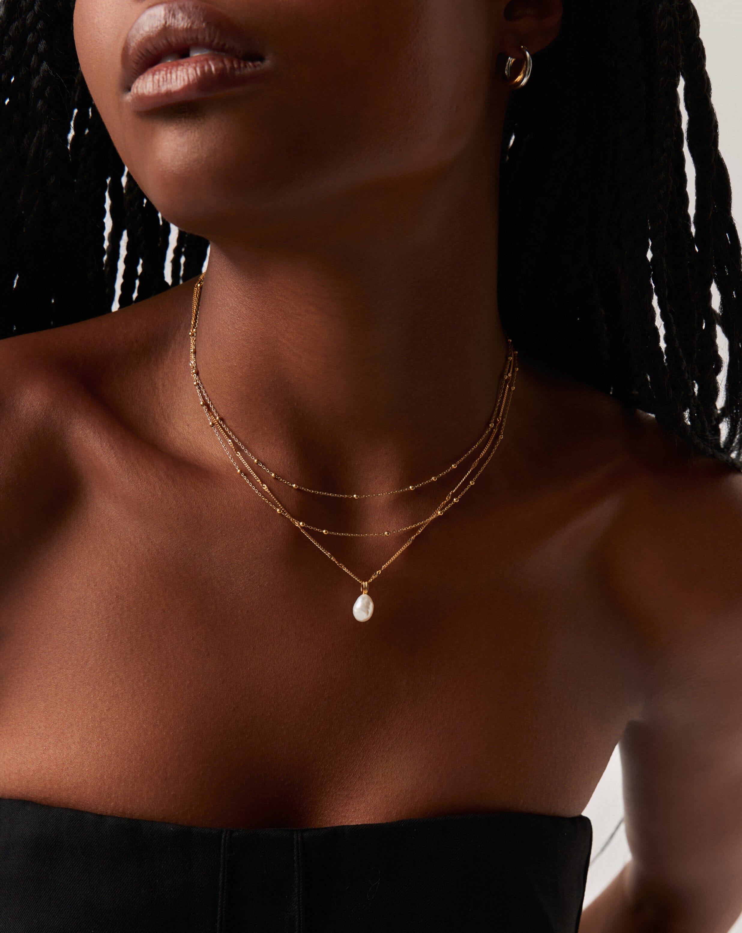 Elegant Baroque Pearl Twisted Chain Necklace - 18k Gold Plated Vermeil with Genuine Pearls | Perfect for Weddings, Date Nights & Special Occasions