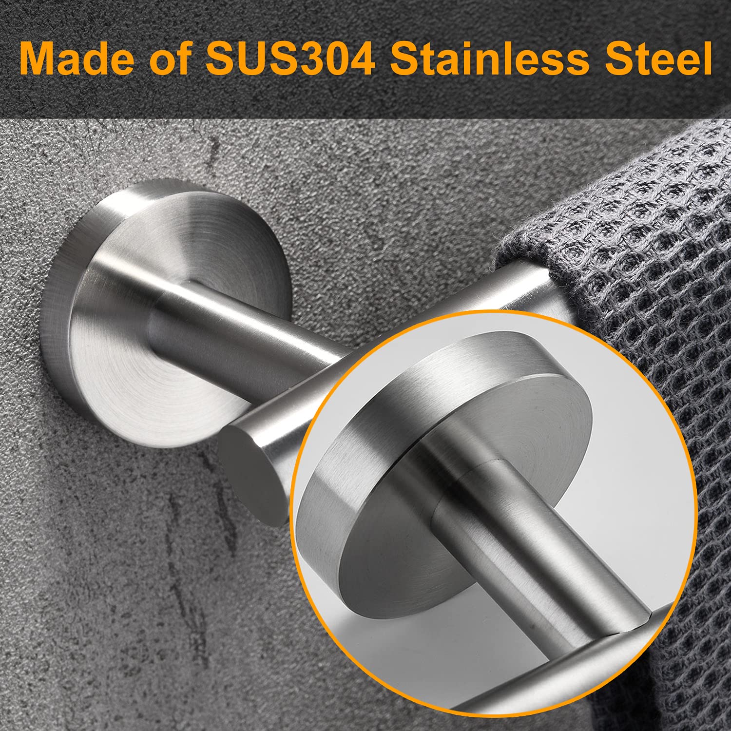 Nolimas 12 Inch Stainless Steel Towel Bar - Brushed Nickel Wall Mounted Towel Rack Holder for Bathroom, Kitchen & Living Room - Rustproof & Durable - Perfect for Hand Towels, Washcloths & Bath Accessories