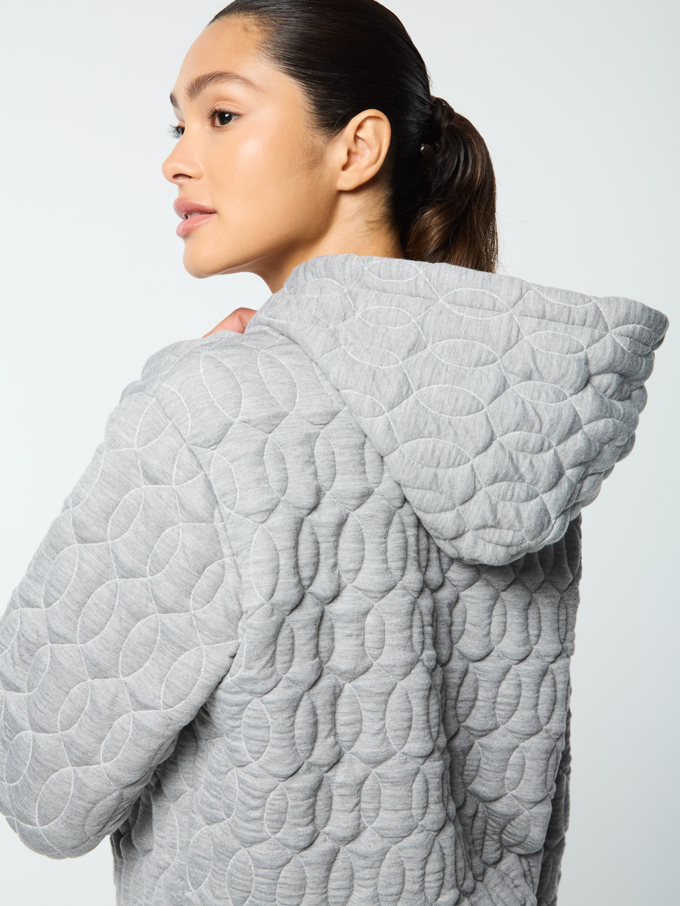 Women's Aversa Quilted Hoodie Jacket - Soft Fleece Lined, Lightweight & Warm - Heather Grey - Perfect for Casual Outfits, Outdoor Activities & Lounge Wear