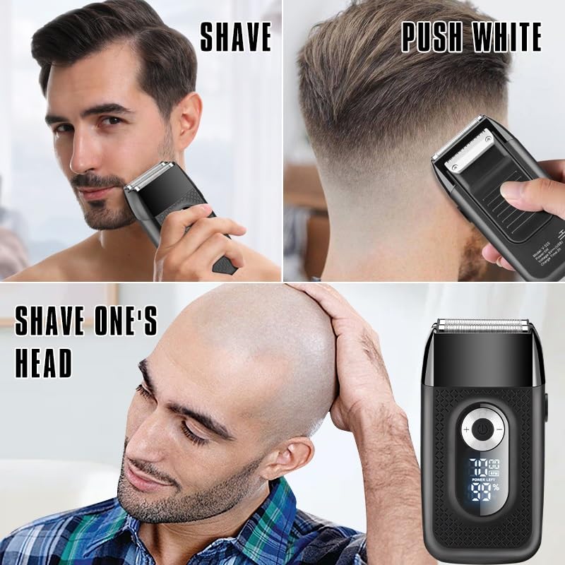Professional Electric Razor for Men - Rechargeable LCD Beard Trimmer with Precision Blades for Face Shaving, Bald Head Grooming & Sideburn Trimming | Portable Travel Shaver for Home, Office & Gym Use