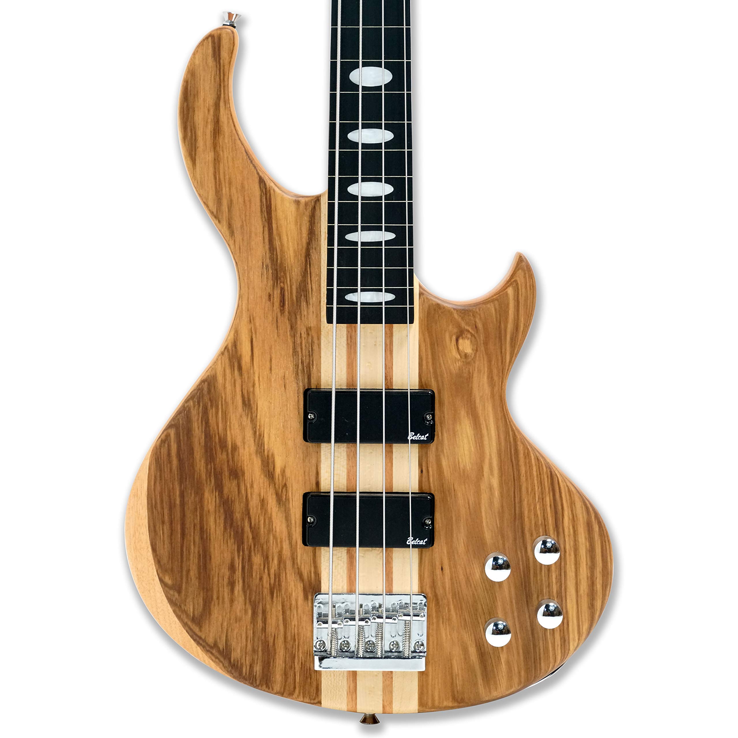 4 String Fretless Electric Bass Guitar - Millettia Laurentii & Okoume Body with Maple Neck - Perfect for Jazz, Blues & Studio Recording