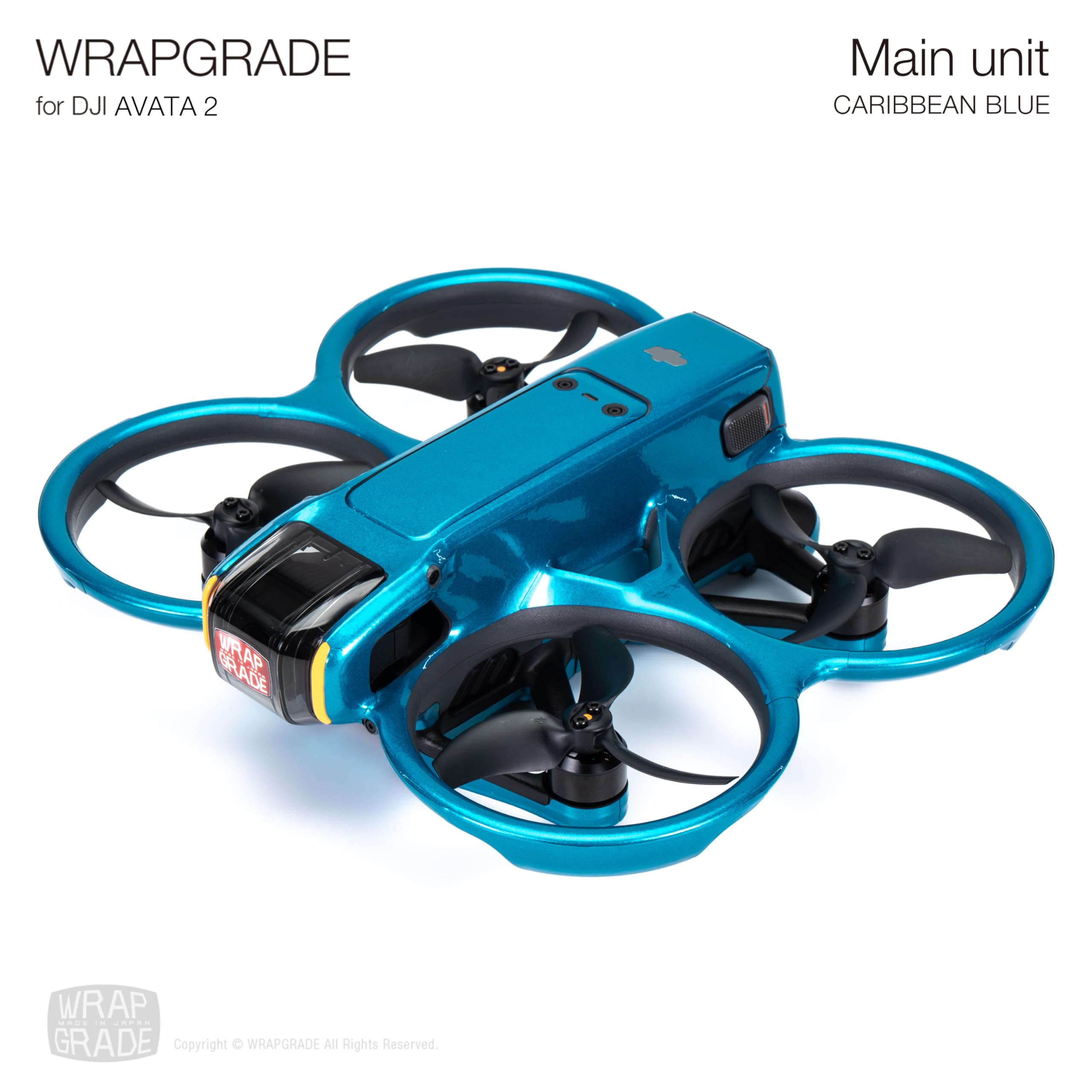 Premium WRAPGRADE Skin Stickers for DJI Avata 2 Drone - Caribbean Blue Color | Protective Vinyl Decal Wrap | Customizable Design for FPV Racing & Aerial Photography
