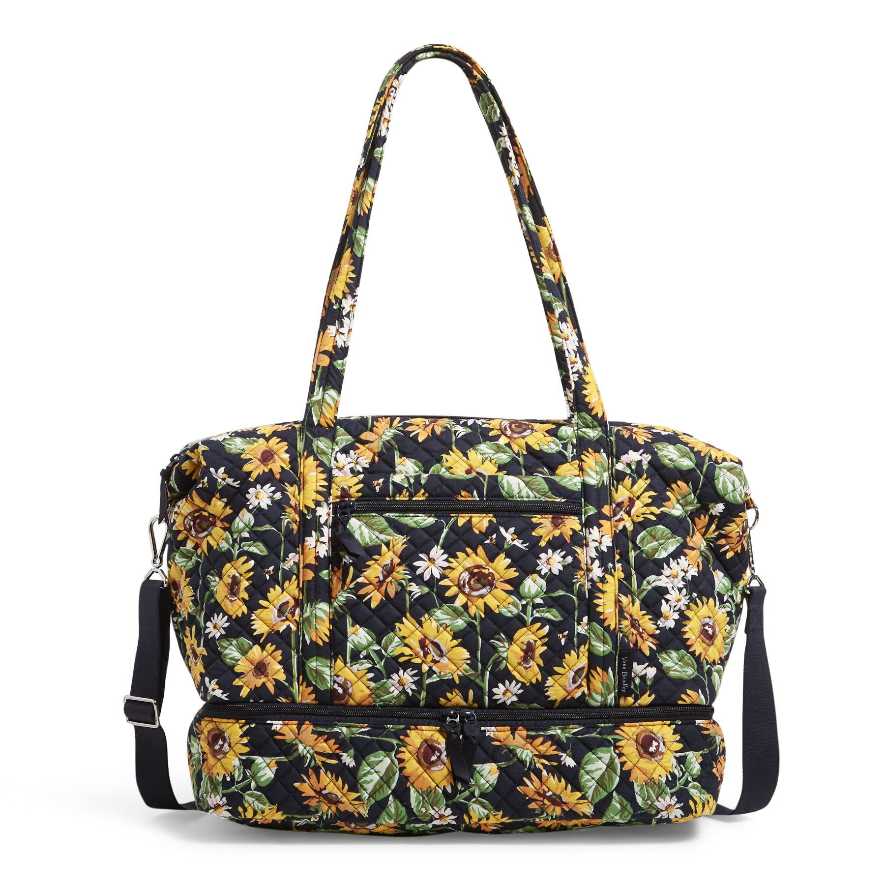 Vera Bradley Women's Cotton Deluxe Tote Bag - Stylish Large Travel Handbag for Work, Gym & Weekend Getaways | Lightweight Durable Shoulder Bag with Pockets