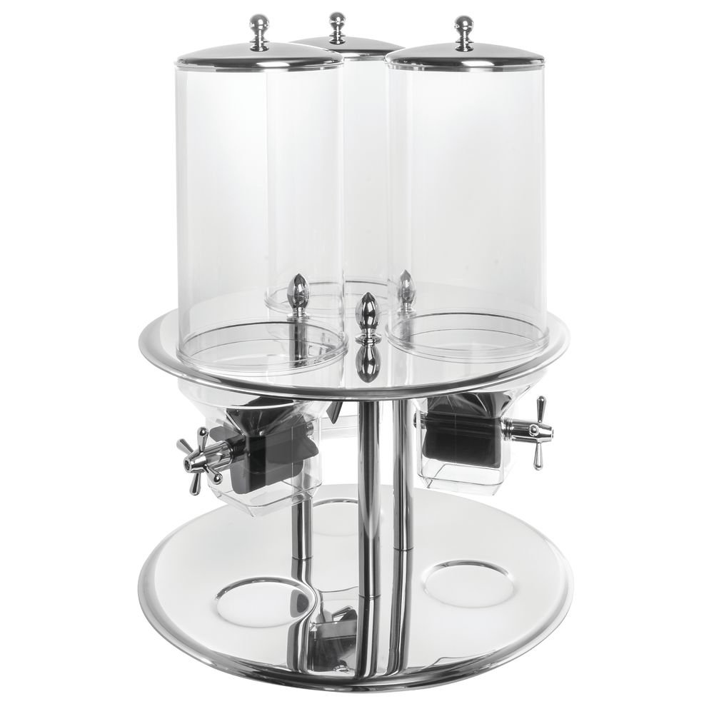 3-Compartment Stainless Steel Cereal Dispenser - 19.3