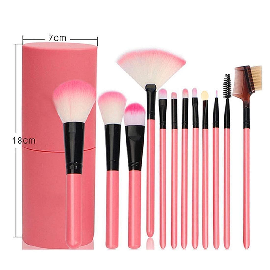 RONZILLE Professional 12-Piece Makeup Brush Set - Eyeshadow, Blending & Foundation Brushes with Storage Barrel for Women & Girls | Perfect for Travel, Home & Professional Makeup Artists