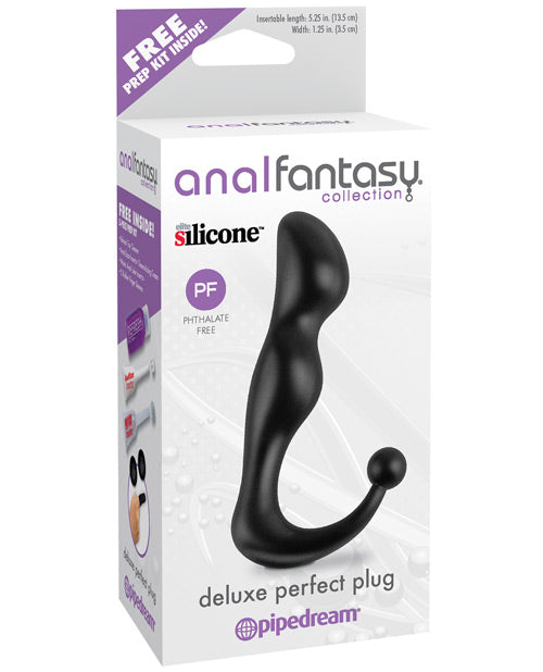 Premium Silicone Anal Plug 5.25 Inch - Black - Anal Fantasy Collection Deluxe - Comfortable & Safe for Beginners & Advanced Users - Perfect for Couples Play, Solo Exploration & BDSM Scenes