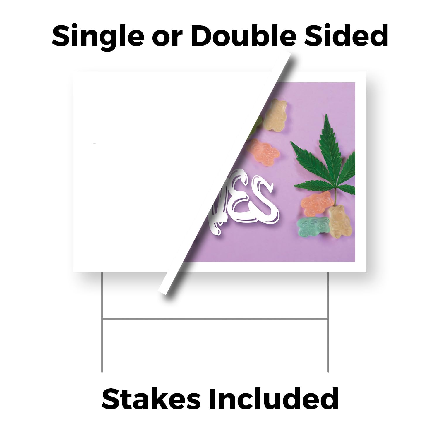 Premium CBD Gummies Yard Sign 18x24 Inch - Double Sided Weatherproof Heavy-Duty Plastic with Stake | Delicious Edibles, Wellness & Health Benefits | Made in USA | Perfect for Storefronts, Events & CBD Product Promotion