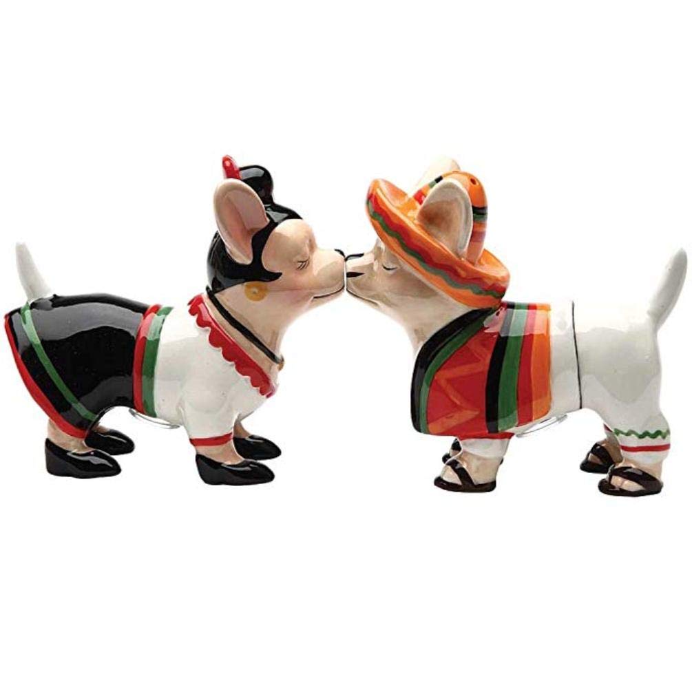 Chihuahua Kissing Ceramic Magnetic Salt and Pepper Shakers Set - Fun Kitchen Decor for Dog Lovers, Perfect for Home Dining & Gift Giving