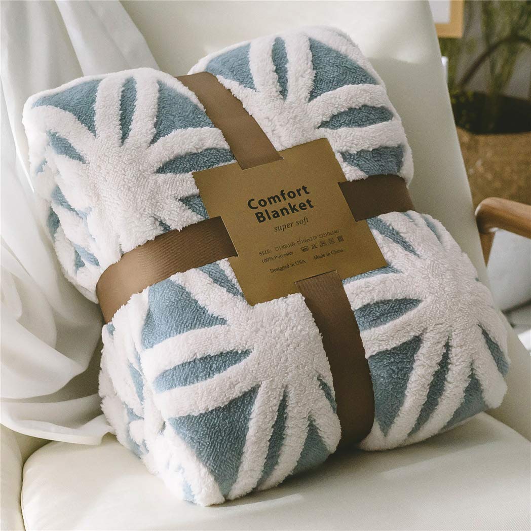 LOMAO Sherpa Fleece Blanket - Ultra Soft & Fuzzy Dual Sided Throw Blanket for Couch, Sofa & Bed - Light Blue 51x63 Inch - Perfect for Cozy Nights, Movie Time & Home Decor