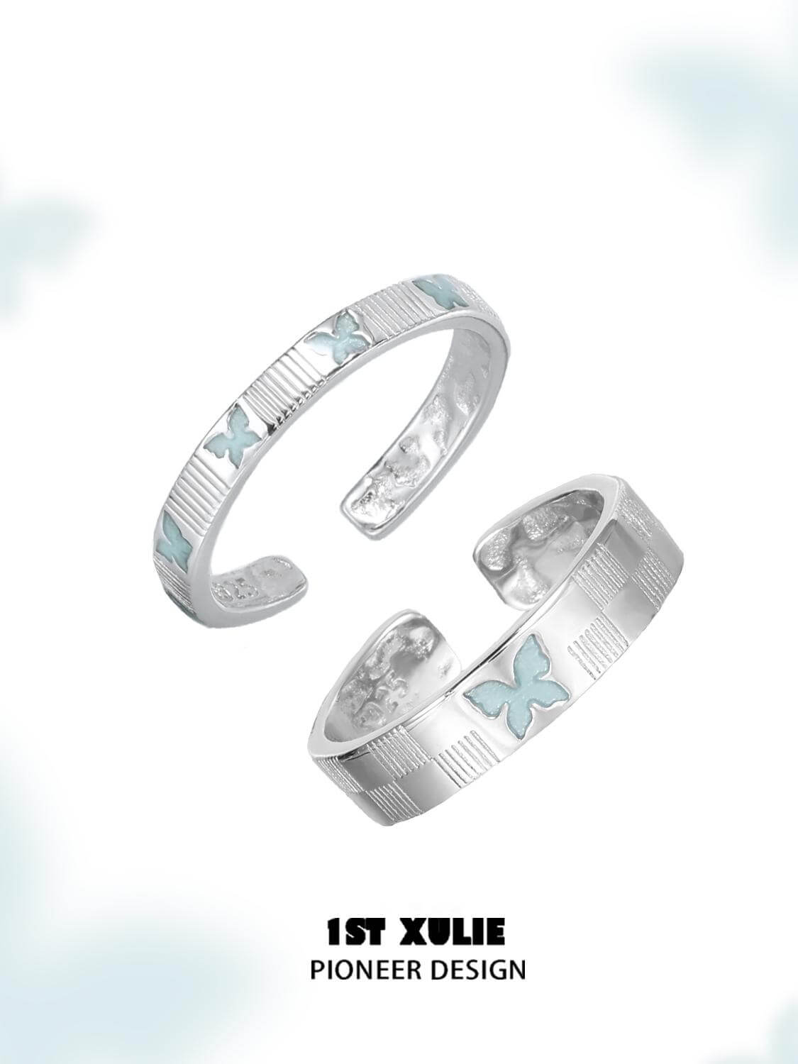Whiterfly S925 Sterling Silver Logo Basic Rings for Women & Men - Minimalist Stackable Band for Everyday Wear, Gift Giving & Special Occasions