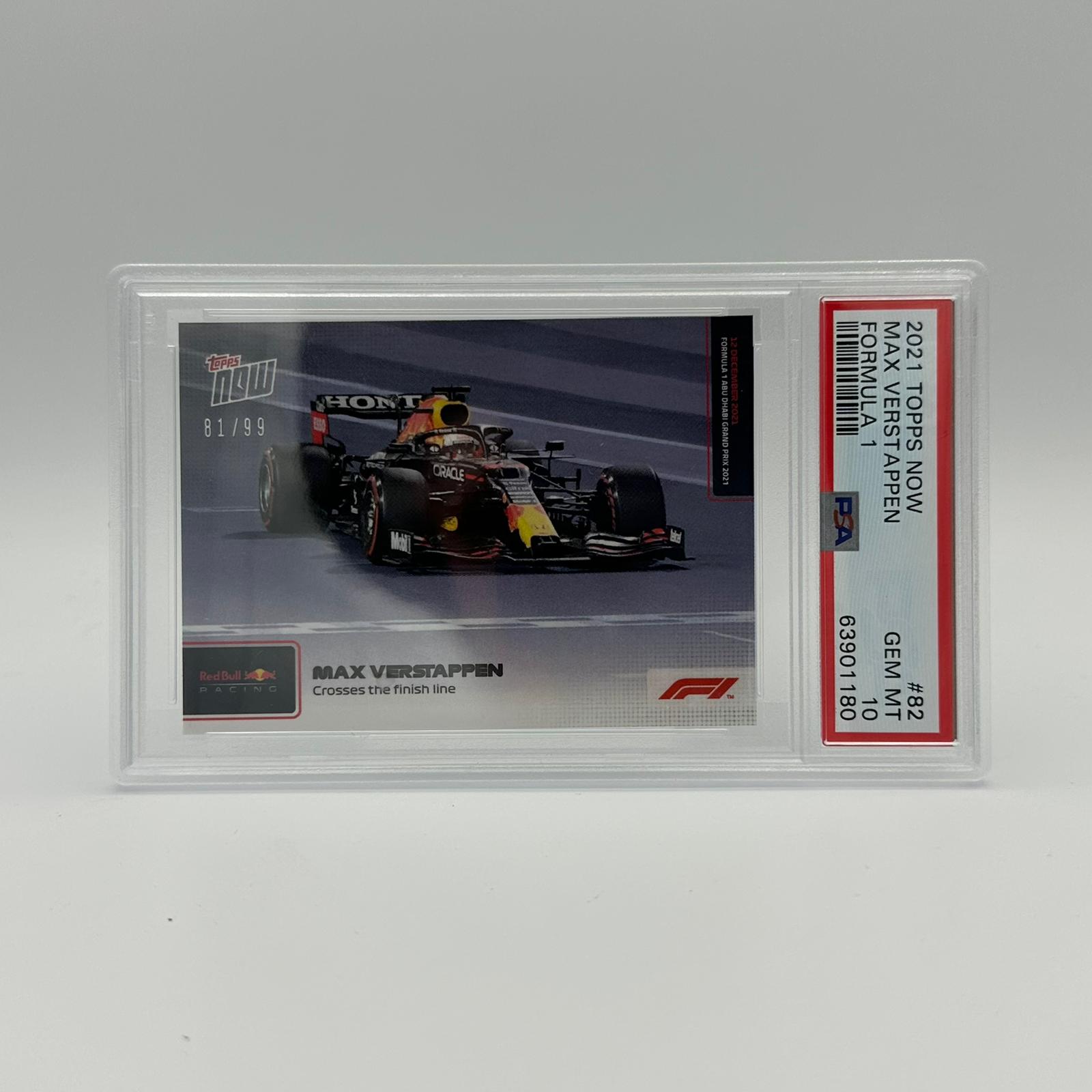 PSA 10 /99 Max Verstappen Crosses The Finish Line #82 - Rare Collectible Trading Card for F1 Fans & Sports Memorabilia Collectors - Perfect for Display, Investment, and Racing Enthusiasts