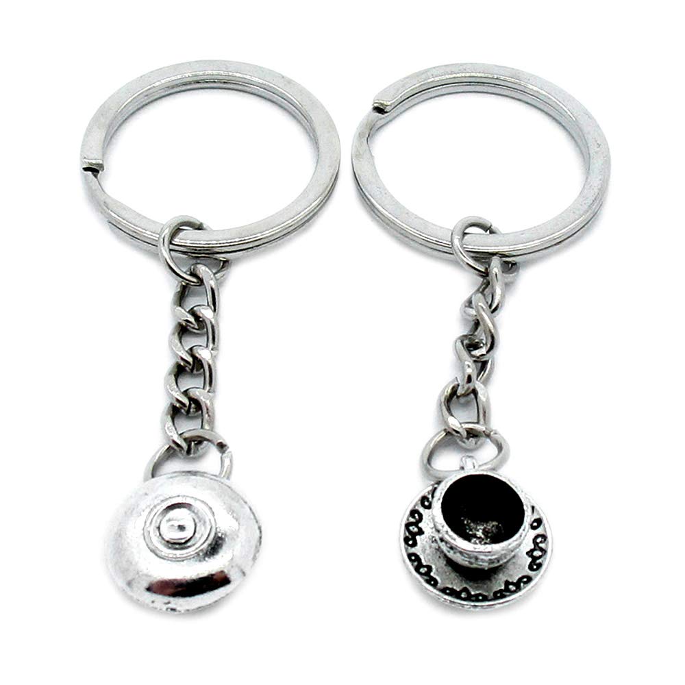 Stainless Steel Keychain Keyring - Durable Metal Key Tags & Bag Charms for Keys, Jewelry, and Accessories (T8LV6) - Perfect for Tea & Coffee Lovers, Office Use, and Gift Giving