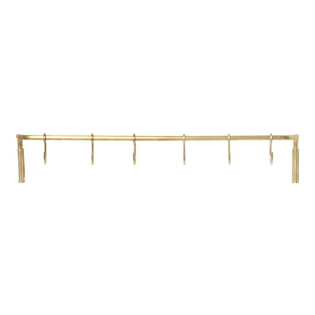 Stainless Steel Kitchen Hanging Rod with 6 Hooks - Space Saving Organizer for Utensils, Towels & Cookware (Ideal for Small Kitchens & Pantries)