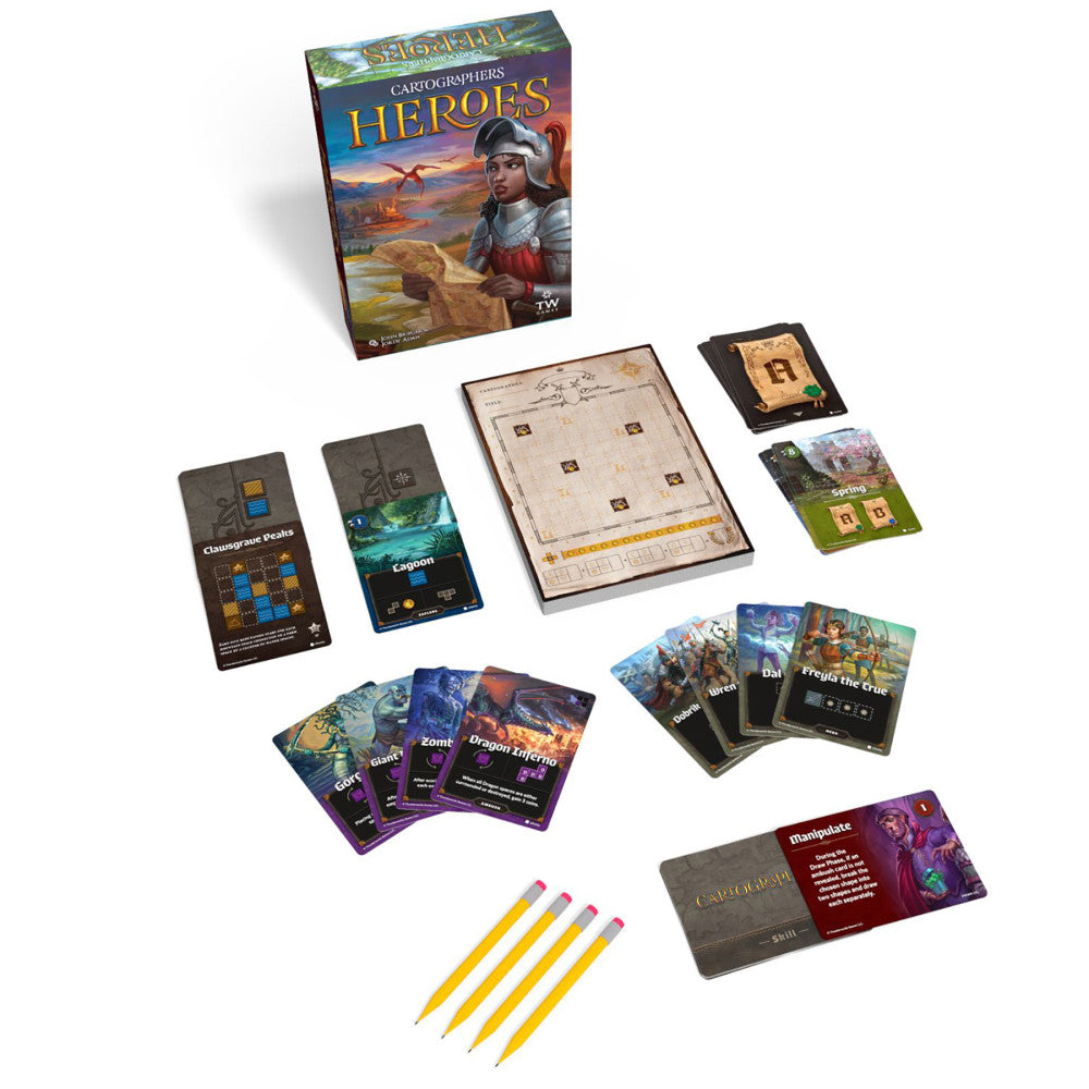Cartographers Heroes Board Game - Strategic Map Drawing Adventure for Adults & Families | Perfect for Game Nights & Strategy Enthusiasts